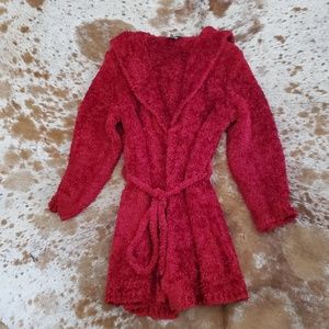 Vintage Sooki deep red long sweater with waist tie, size M